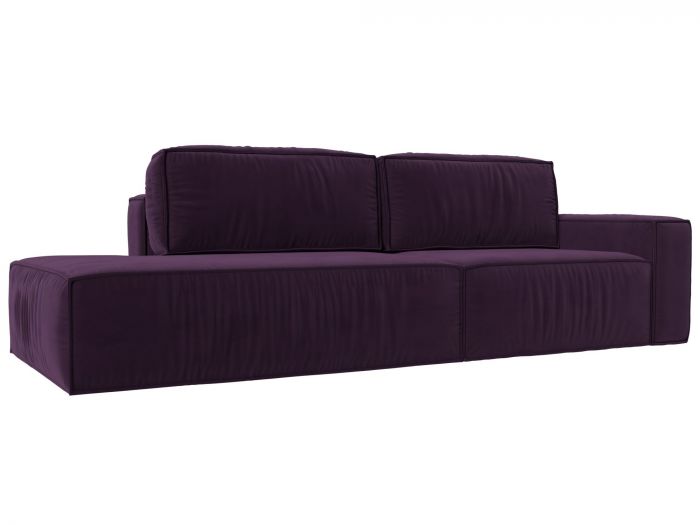 116793 Прямой диван Прага модерн подлокотник справа | Велюр | Фиолетовый