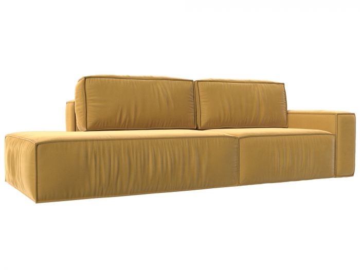116797 Прямой диван Прага модерн подлокотник справа | Микровельвет | Желтый