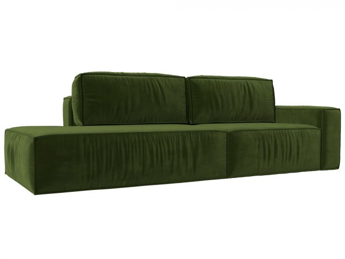 116798 Прямой диван Прага модерн подлокотник справа | Микровельвет | Зеленый