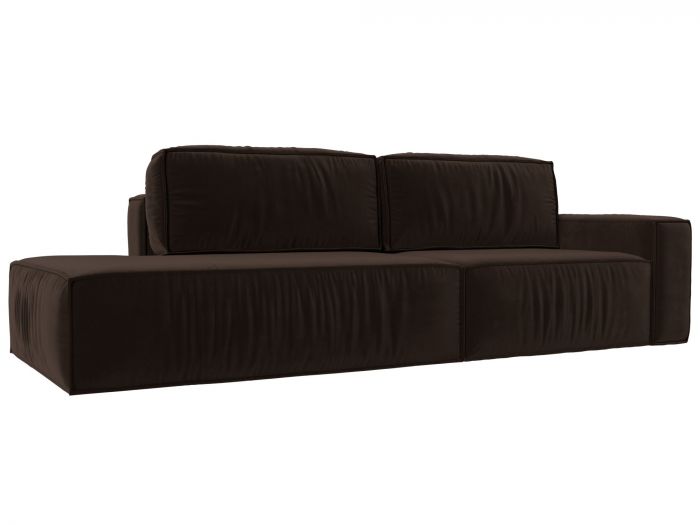 116800 Прямой диван Прага модерн подлокотник справа | Микровельвет | Коричневый