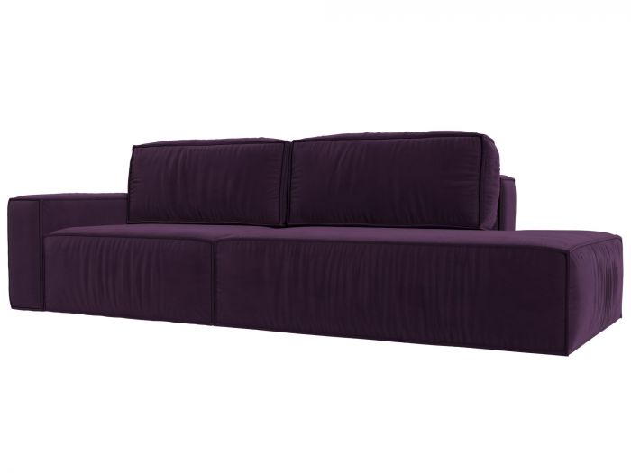 116793L Прямой диван Прага модерн подлокотник слева | Велюр | Фиолетовый