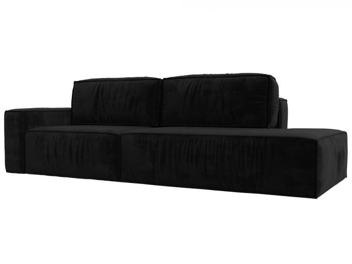 116794L Прямой диван Прага модерн подлокотник слева | Велюр | Черный