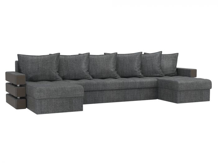 108450 П-образный диван Венеция | Рогожка | Серый