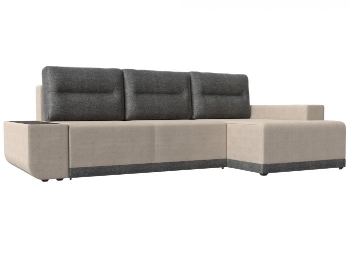 110773 Угловой диван Чикаго правый угол | Рогожка | бежевый | Серый