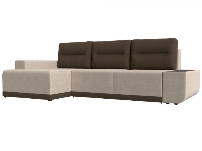 110772L Угловой диван Чикаго левый угол | Рогожка | бежевый | коричневый