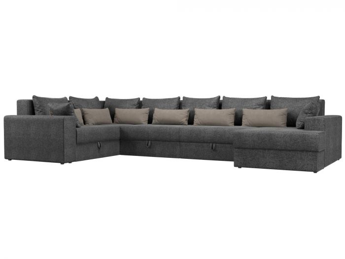 114801 П-образный диван Майами правый угол | Рогожка | Серый | Серый | Бежевый