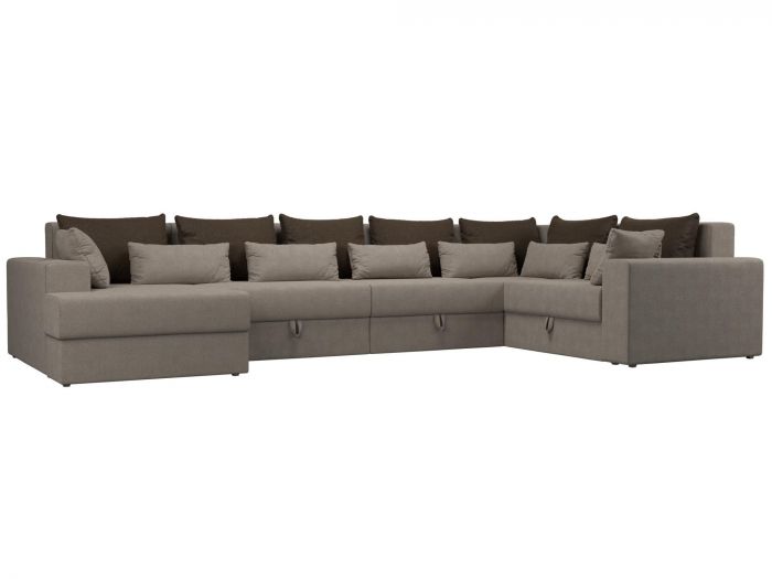 114803L П-образный диван Майами левый угол | Рогожка | бежевый | коричневый | бежевый
