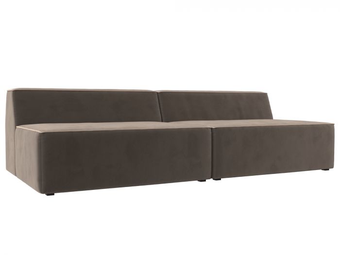 119366 Прямой модульный диван Монс | Велюр | Коричневый | Бежевый