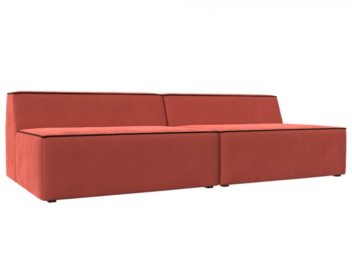 119384 Прямой модульный диван Монс | Микровельвет | Коралловый | Коричневый