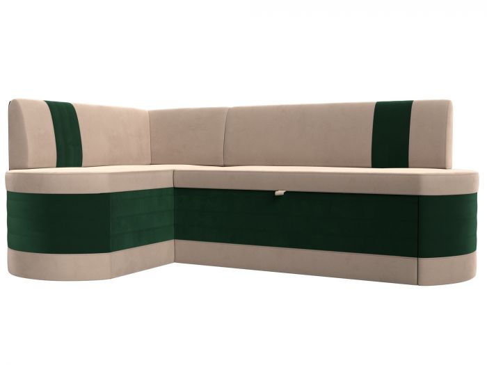 119411L Кухонный угловой диван Токио левый угол | Велюр | Бежевый | Зеленый