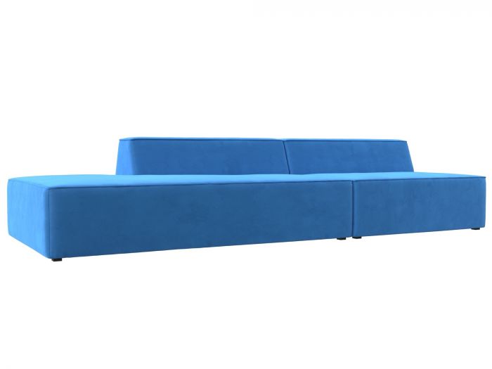 119452L Прямой модульный диван Монс Модерн левый | Велюр | Голубой