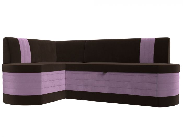 119435L Кухонный угловой диван Токио левый угол | Микровельвет | Коричневый | Сиреневый