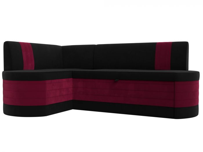 119440L Кухонный угловой диван Токио левый угол | Микровельвет | Черный | Бордовый