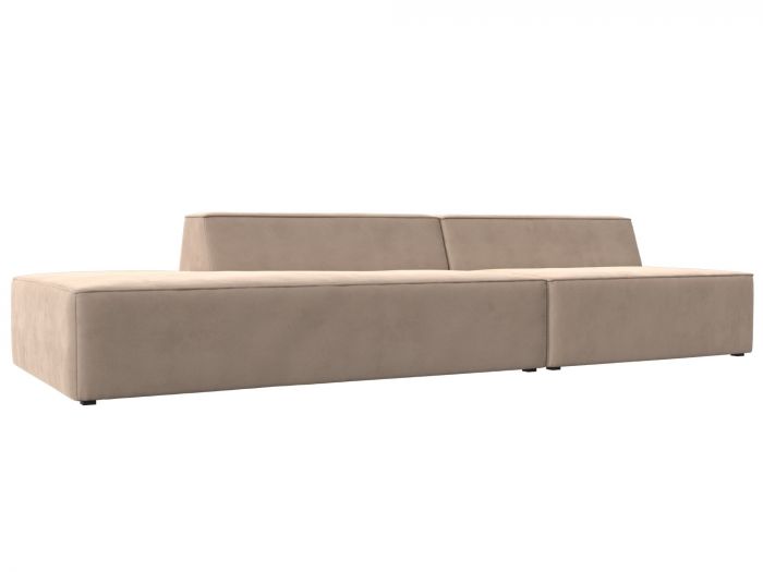 119450L Прямой модульный диван Монс Модерн левый | Велюр | Бежевый