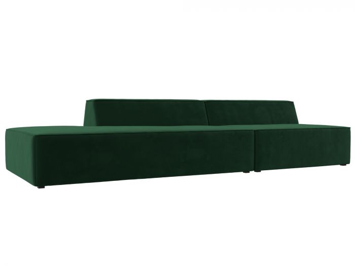 119453L Прямой модульный диван Монс Модерн левый | Велюр | Зеленый