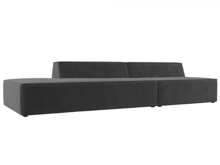 119455L Прямой модульный диван Монс Модерн левый | Велюр | Серый
