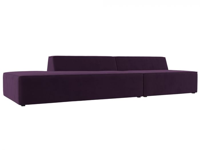 119456L Прямой модульный диван Монс Модерн левый | Велюр | Фиолетовый