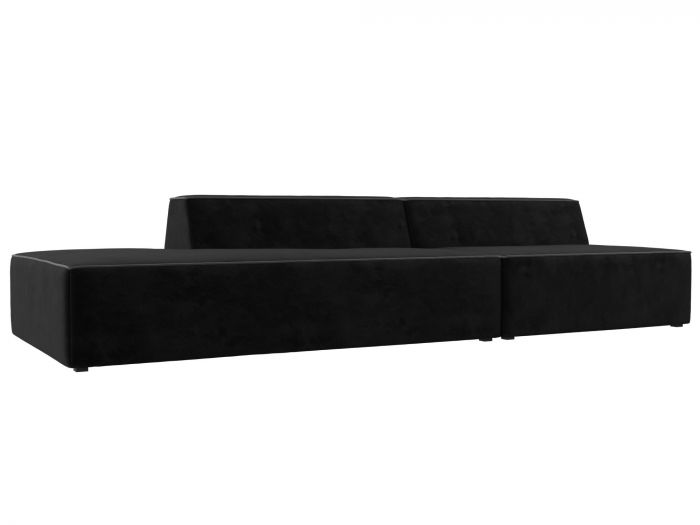 119465L Прямой модульный диван Монс Модерн левый | Велюр | черный | серый