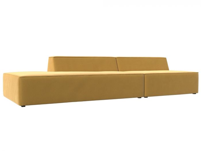 119470L Прямой модульный диван Монс Модерн левый | Микровельвет | Желтый