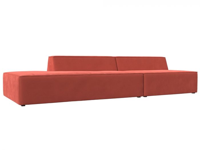 119471L Прямой модульный диван Монс Модерн левый | Микровельвет | Коралловый