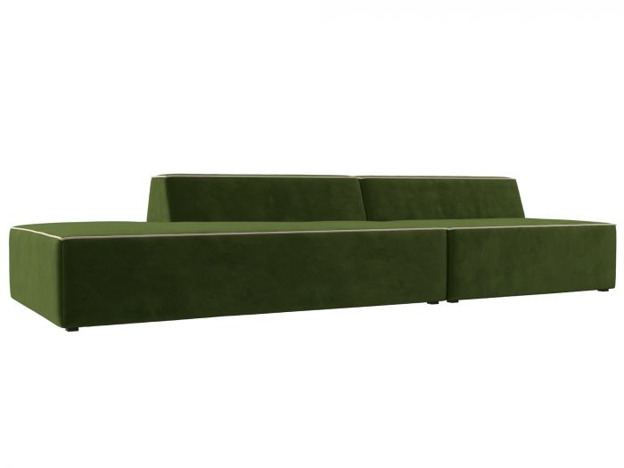 119477L Прямой модульный диван Монс Модерн левый | Микровельвет | Зеленый | Бежевый