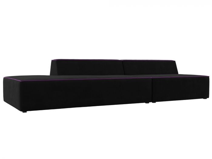 119483L Прямой модульный диван Монс Модерн левый | Микровельвет | Черный | Фиолетовый