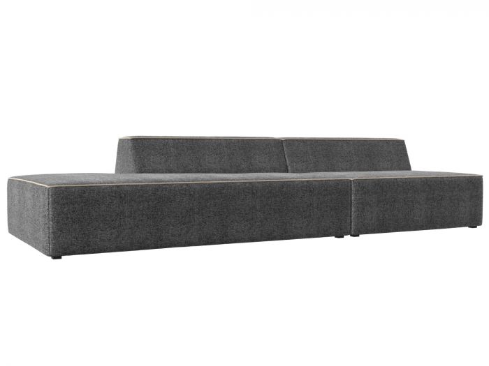 119491L Прямой модульный диван Монс Модерн левый | Рогожка | Серый | Бежевый