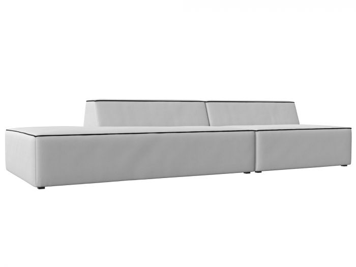 119499L Прямой модульный диван Монс Модерн левый | Экокожа | Белый | Черный