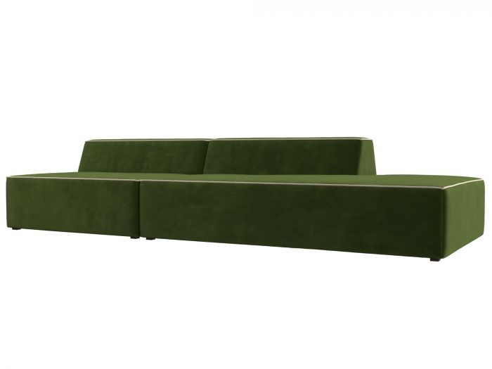 119477 Прямой модульный диван Монс Модерн правый | Микровельвет | Зеленый | Бежевый