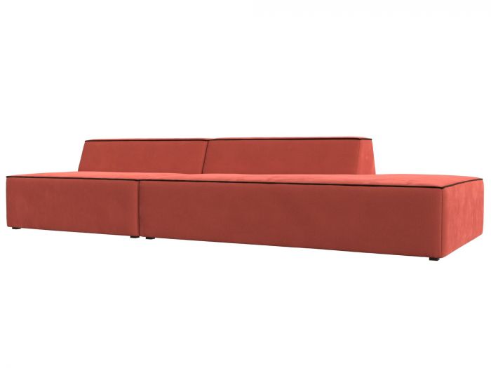 119480 Прямой модульный диван Монс Модерн правый | Микровельвет | Коралловый | Коричневый