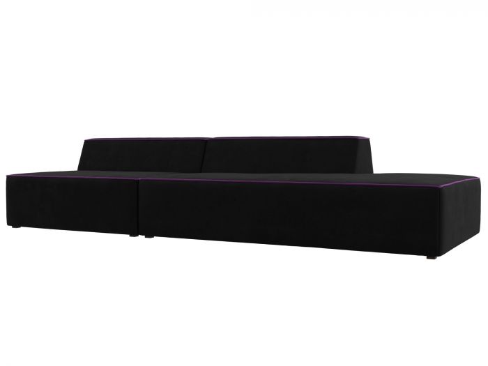 119483 Прямой модульный диван Монс Модерн правый | Микровельвет | Черный | Фиолетовый