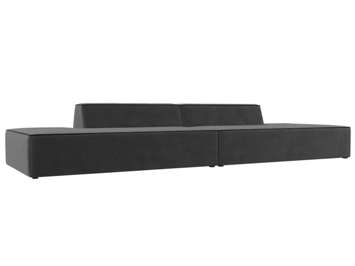 119624 Прямой модульный диван Монс Лофт | Велюр | Серый | Черный