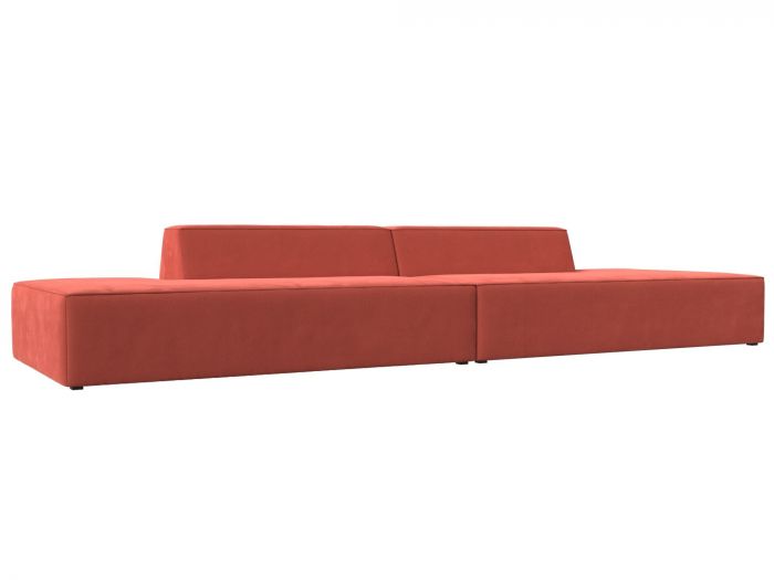 119632 Прямой модульный диван Монс Лофт | Микровельвет | Коралловый