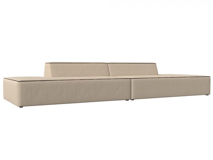 119661 Прямой модульный диван Монс Лофт | Экокожа | Бежевый | Коричневый