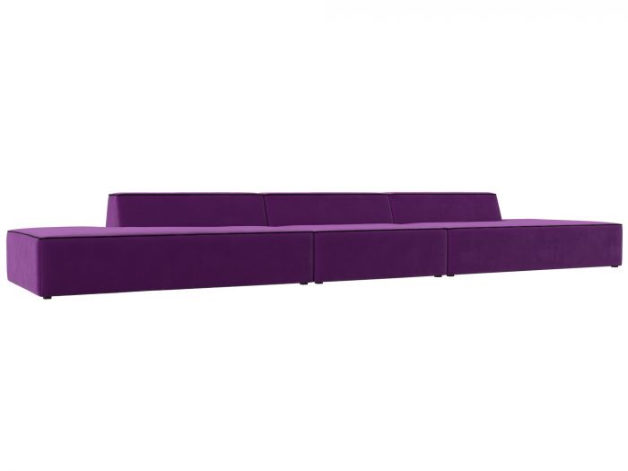 119696 Прямой модульный диван Монс Лонг | Микровельвет | Фиолетовый | Черный