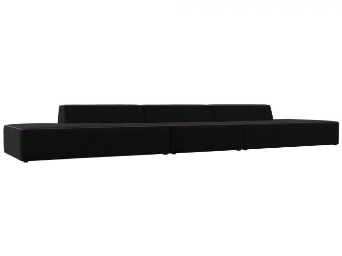 119697 Прямой модульный диван Монс Лонг | Микровельвет | Черный | Фиолетовый