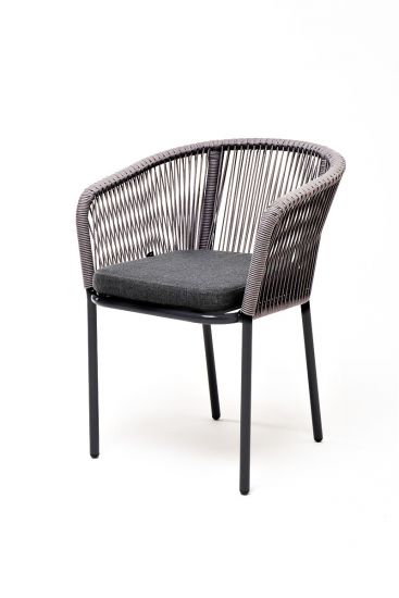 "Марсель" стул плетеный из роупа, каркас алюминий светло-серый (RAL7035) шагрень, роуп серый меланж