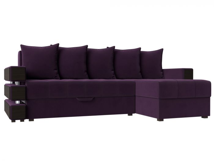 120301 Угловой диван Венеция правый угол | Велюр | Фиолетовый