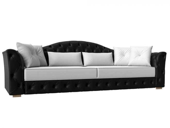 120352 Прямой диван Артис | Экокожа | Белый | Черный