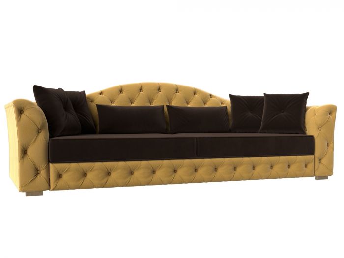 120359 Прямой диван Артис | Микровельвет | Коричневый | Желтый