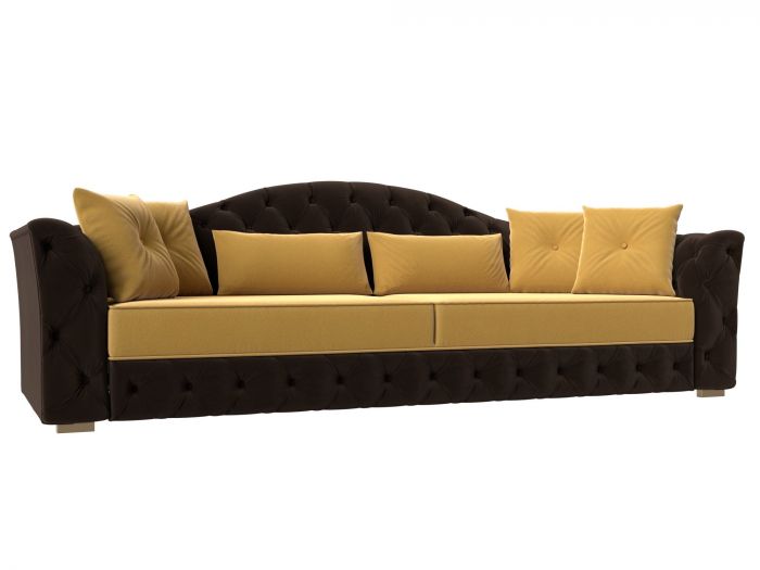 120362 Прямой диван Артис | Микровельвет | Желтый | коричневый