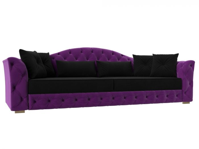 120366 Прямой диван Артис | Микровельвет | Черный | Фиолетовый