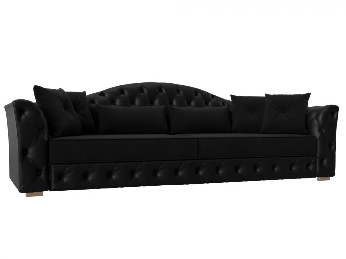 120369 Прямой диван Артис | Микровельвет | Экокожа | Черный | Черный