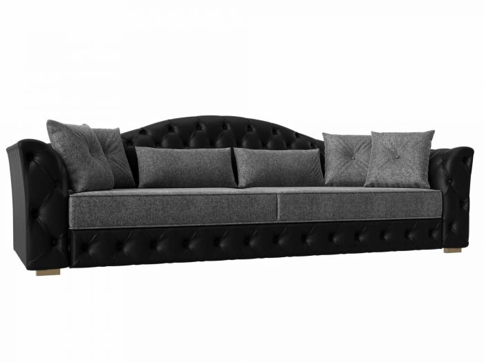 120380 Прямой диван Артис | Рогожка | Экокожа | Серый | Черный