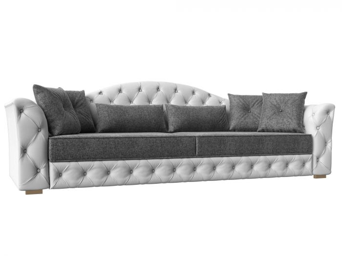 120381 Прямой диван Артис | Рогожка | Экокожа | Серый | Белый