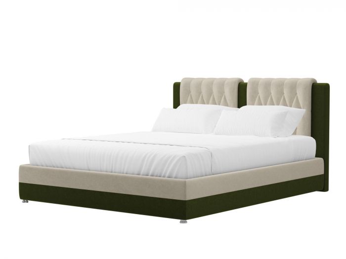 120660 Интерьерная кровать Камилла 200 | Микровельвет | Бежевый | Зеленый