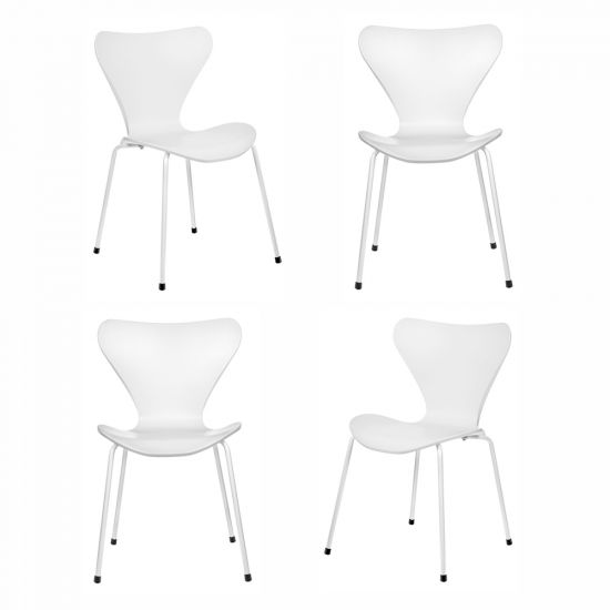Комплект из 4-х стульев Seven Style белый с белыми ножками