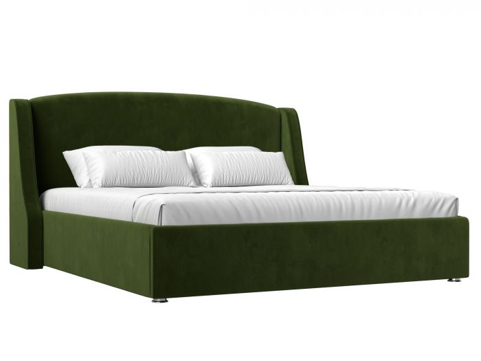 120805 Интерьерная кровать Лотос 200 | микровельвет | зеленый