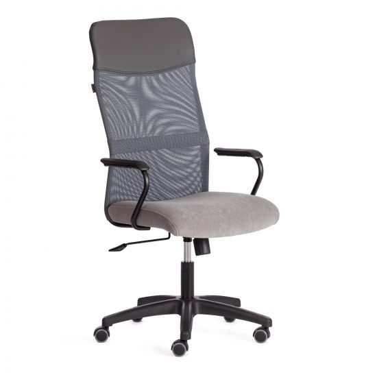 Кресло PRACTIC (мп) флок-кож-зам , серый-металлик, 29-W-12-36