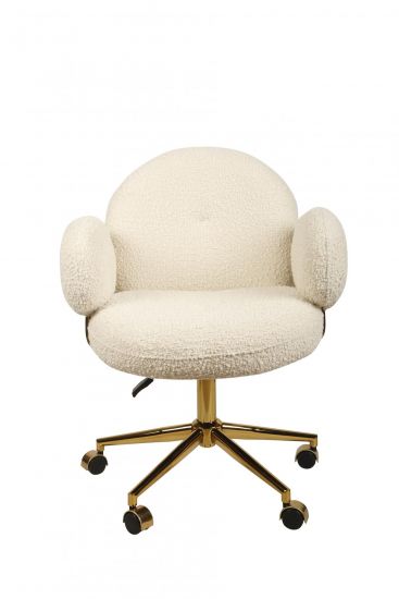 Кресло офисное Клауд-2 DR-1252-A-OF | 65х63х89 | ткань букле белый |золотые ноги